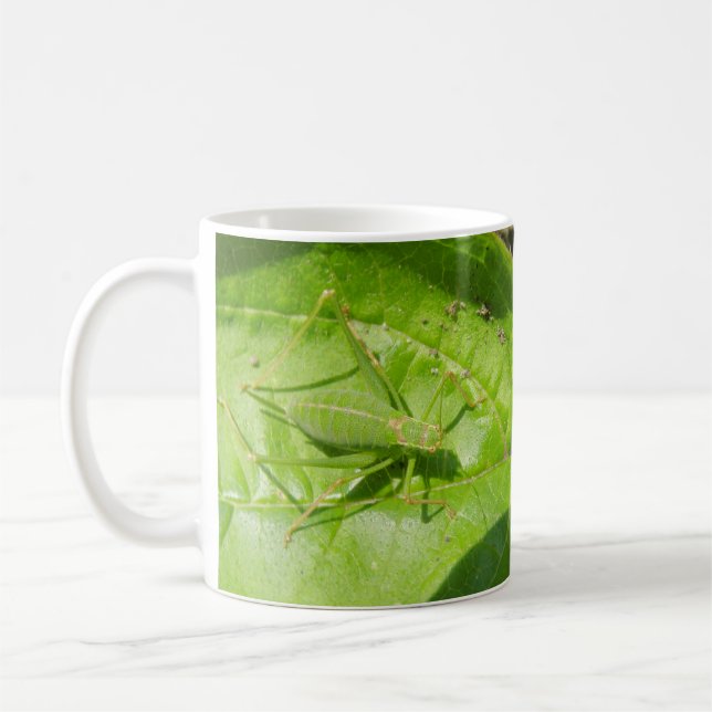 Green Cricket Camouflage Bug Mug (Left)