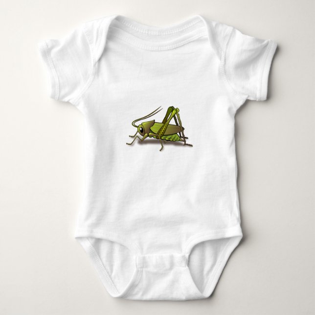 Green Cricket Insect Baby Bodysuit (Front)