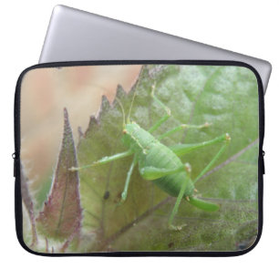 Green Cricket on a Leaf Laptop Bag