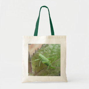 Green Cricket on a Leaf Tote Bag