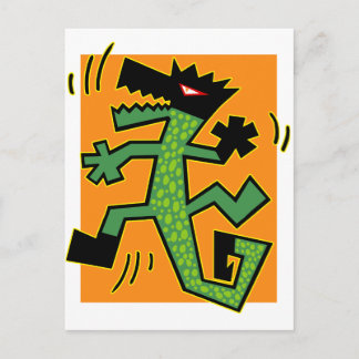 Green Crocodile Illustration Postcard