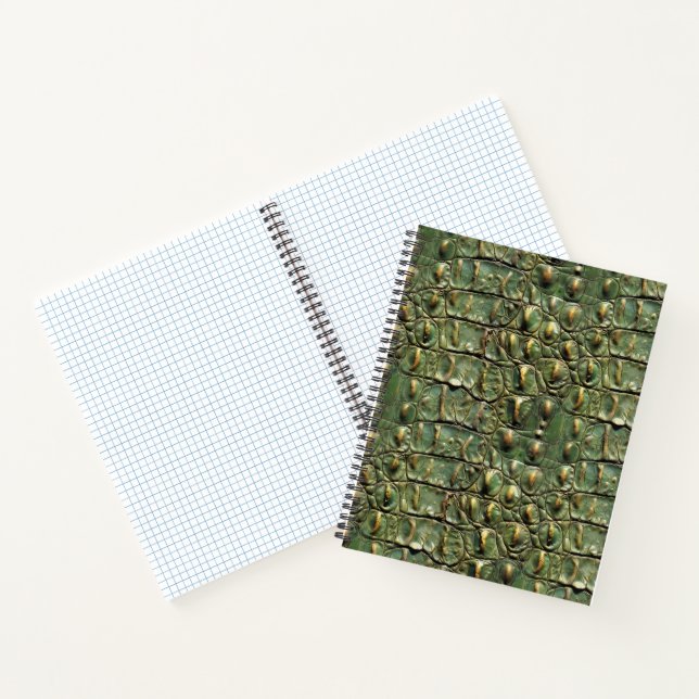 Green Crocodile Leather Pattern Notebook (Inside)