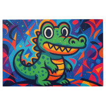 Green Crocodile Metal Art