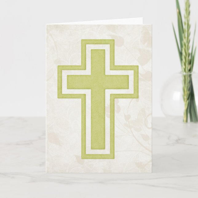 Green Cross 4 Blank Christian Greeting Card (Front)