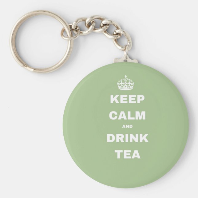 Green Crown KEEP CALM AND DRINK TEA Key Ring (Front)