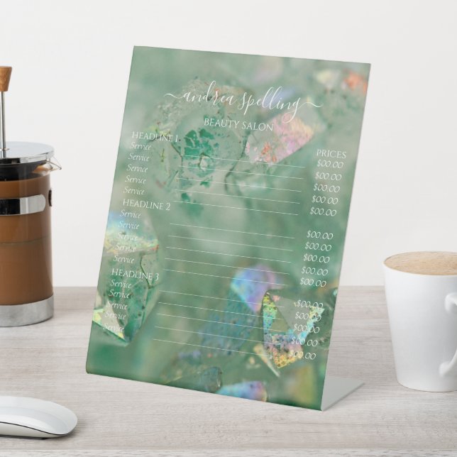 Green Crystal Aura Quartz Pedestal Sign (In SItu)