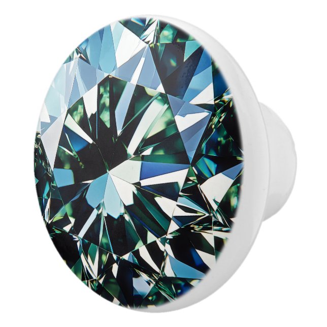 Green Crystal Diamond Pattern Ceramic Knob (Right)