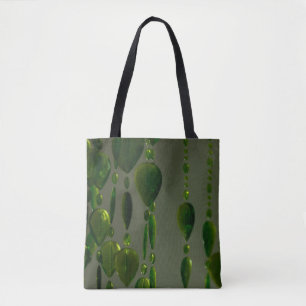 Green crystals on a tote bag