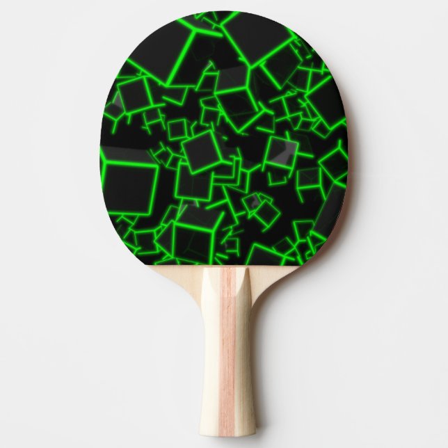 Green Cubes Abstract Ping Pong Paddle (Front)