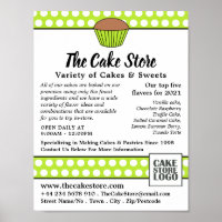 Green Cupcake & Polka Dot, Cake Store Advertising