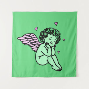 Green Cupid Tapestry – Romantic wall art