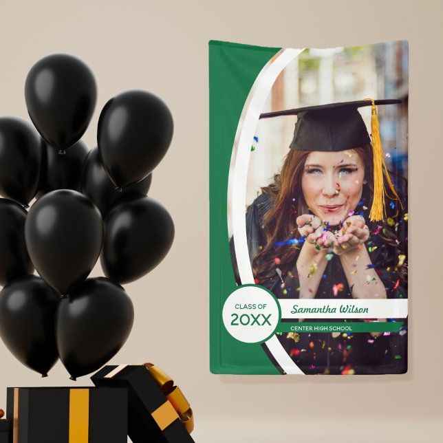 Green Curved Frame Photo Graduation Banner (Creator Uploaded)