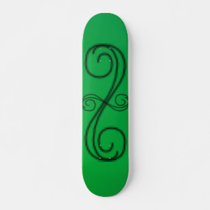 Green Curved Lines Skateboard