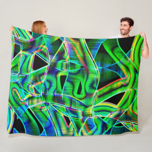 Green curved ribbons, highlighted by embossed fleece blanket