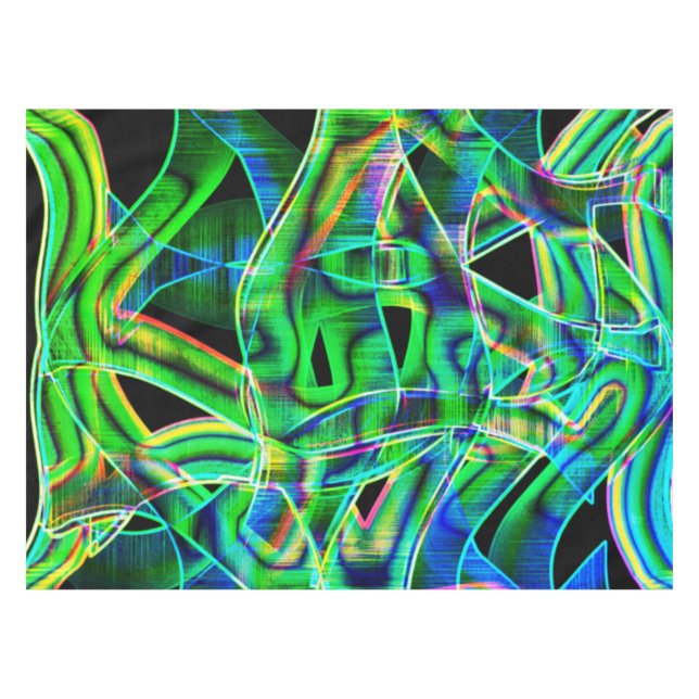 Green curved ribbons, highlighted by embossed tablecloth (Front (Horizontal))