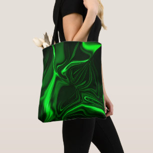 Green curves,folded nickel-plated, dark background tote bag