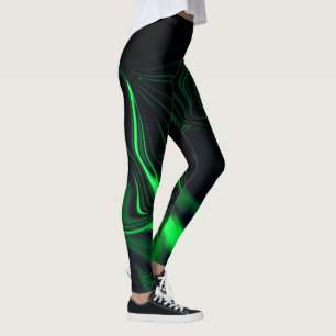 Green curves or undulation in fund darkest. leggings