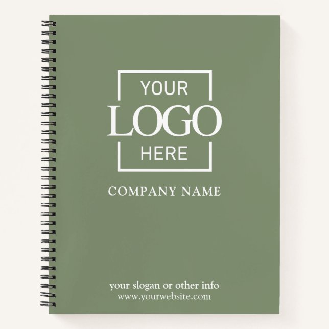 Green Custom Business Logo Promotional Branding Notebook (Front)