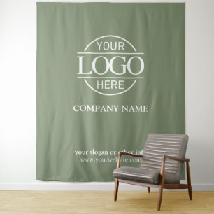 Green Custom Business Logo Trade Show Backdrop Tapestry
