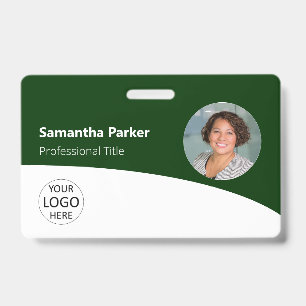 Green Custom Employee Photo, Logo, Barcode Badge ID Badge