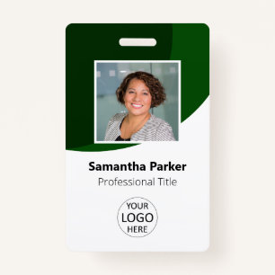 Green Custom Employee - Photo, Logo, Barcode, Name ID Badge