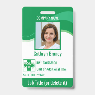 Green custom Employee Security Id, logo, Bar Code ID Badge