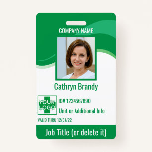 Green custom Employee Security Id, logo, Bar Code ID Badge