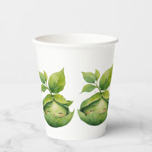 Green Custom Illustrated Nature Baby Shower  Paper Cups
