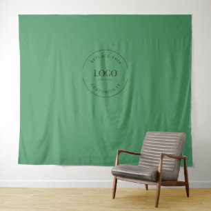 green Custom Logo backdrop Company branding Tapestry