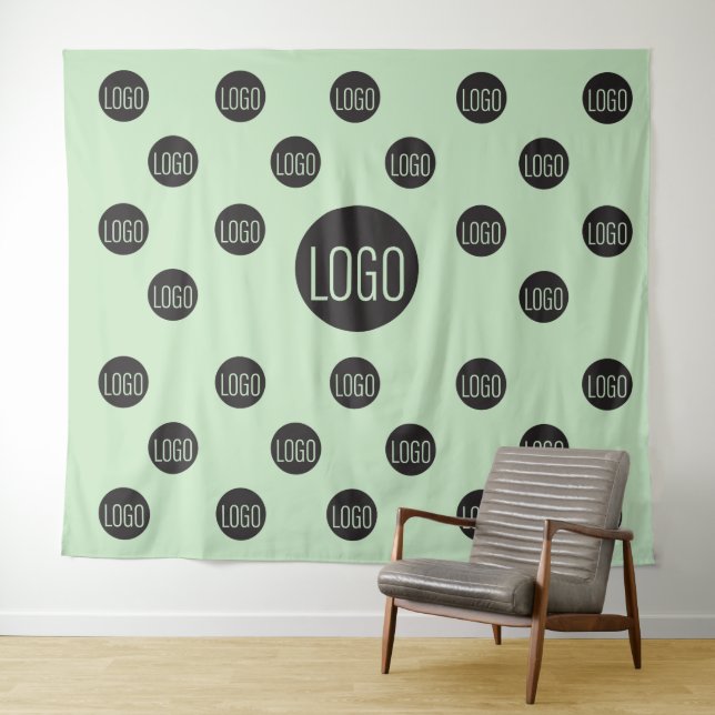 Green Custom Logo backdrop Company step and repeat Tapestry (In Situ (Horizontal))