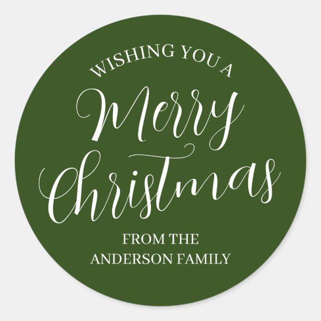 Green Custom Merry Christmas Stickers  (Front)