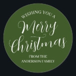Green Custom Merry Christmas Stickers<br><div class="desc">More pretty Christmas products in the Little Bayleigh store!</div>
