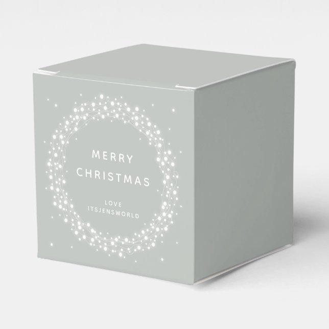 Green Custom Message Sparkling Lights Christmas Favour Box (Front Side)
