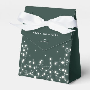 Green Custom Message Sparkling Lights Christmas Favour Box
