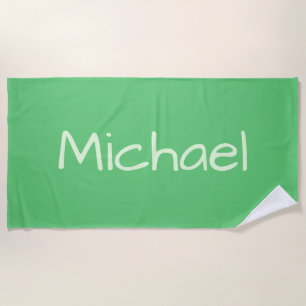 Green Custom Name beach towel