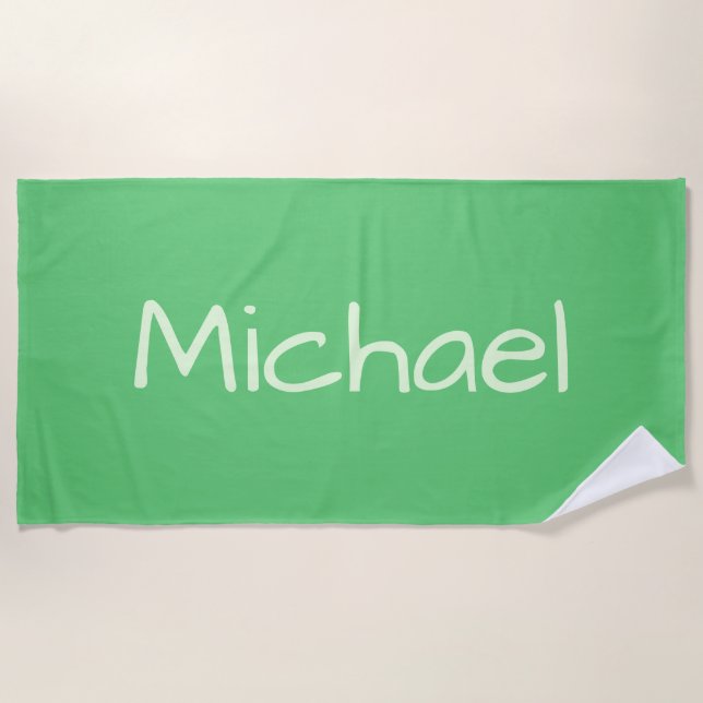 Green Custom Name beach towel (Front)