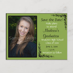 Green Custom Photo Graduation Save the Date Card