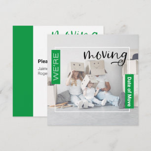 Green Custom Photo Moving Announcement Card