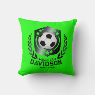 Green Custom Soccer Ball Personalized Text Gift Cushion