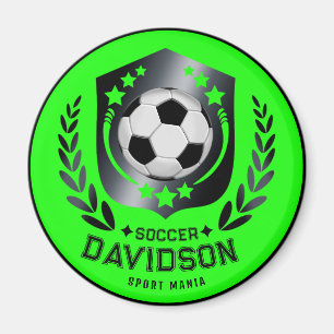 Green Custom Soccer Ball Personalized Text Gift Magnet