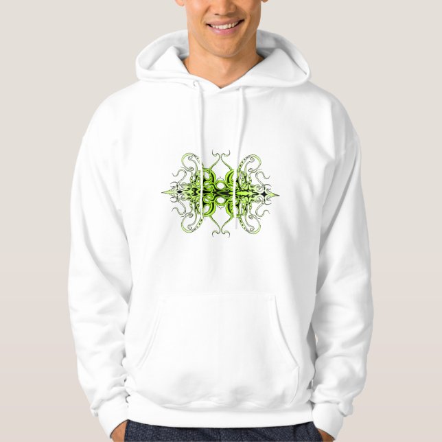 Green Custom Tribal Tattoo Design Hoodie (Front)