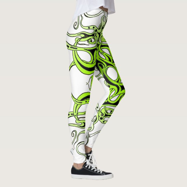 Green Custom Tribal Tattoo Design Leggings (Right)