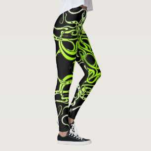 Green Custom Tribal Tattoo Design Leggings