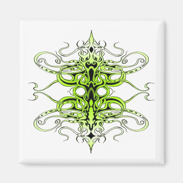 Green Custom Tribal Tattoo Design Magnet (Front)