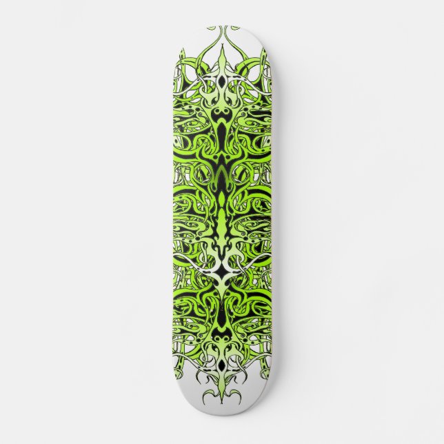 Green Custom Tribal Tattoo Design Skateboard (Front)