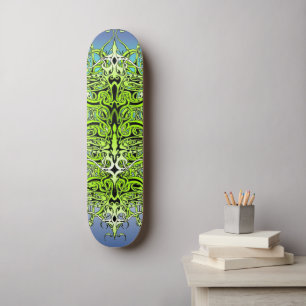 Green Custom Tribal Tattoo Design Skateboard