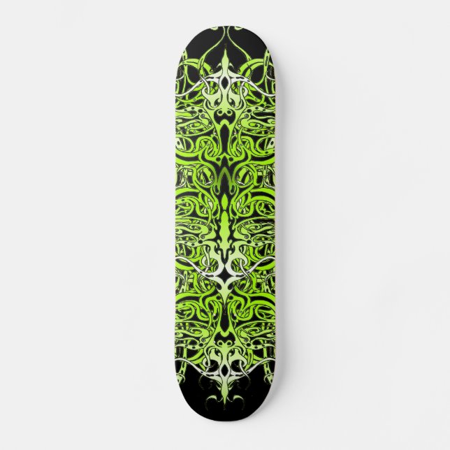 Green Custom Tribal Tattoo Design Skateboard (Front)