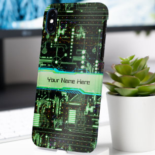 Green Customisable Circuit Board iPhone 14 Case