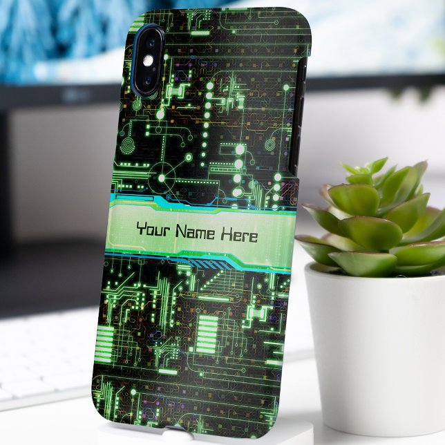 Green Customisable Circuit Board iPhone Case (Creator Uploaded)