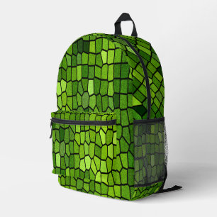 Green Cut Glass Look Printed Backpack